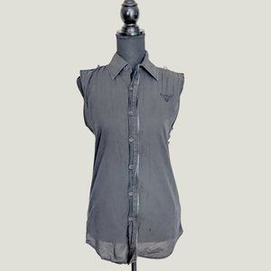 La Cosa Nuestra black western zipper decal button-down size S